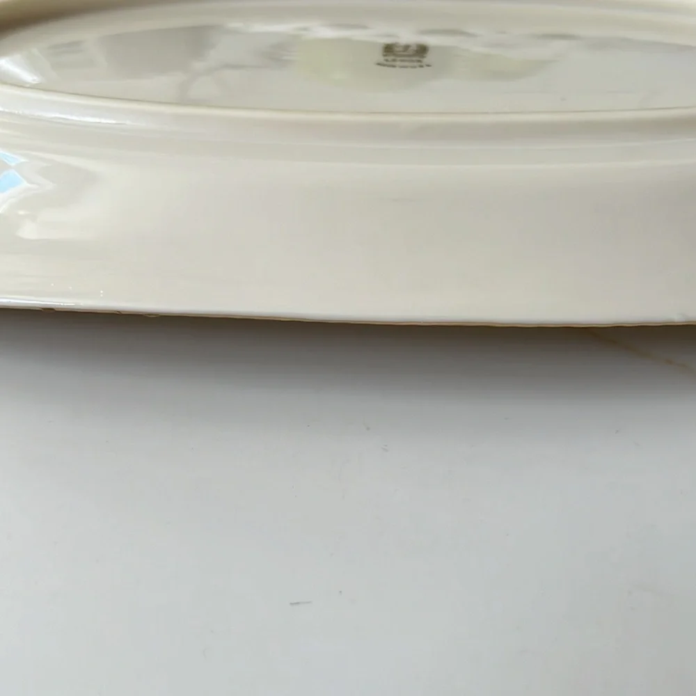 Lenox Porcelain Gold Trim Basket Weave Pattern Serving Tray